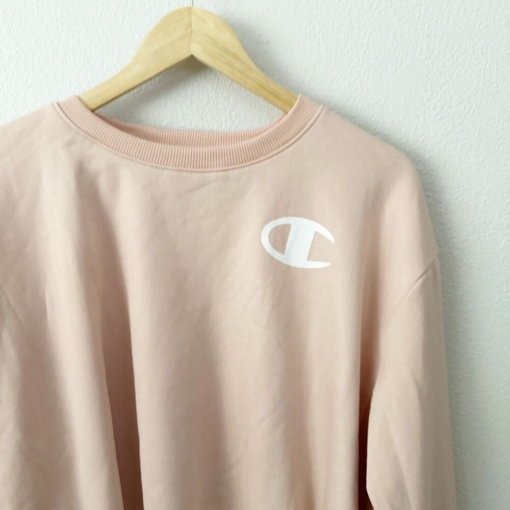 CHAMPION | NWT Crewneck Sweatshirt Crop Cropped "C" Logo Spiced Almond Pink | XL - Picture 3 of 11